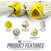 Yellow Aluminium Handle with 2 Cotton Mop Heads - 12PY